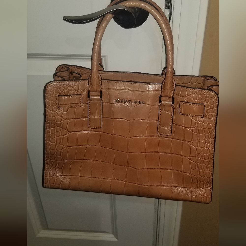 Michael Kors Tan Crocodile Embossed Women's Satchel
